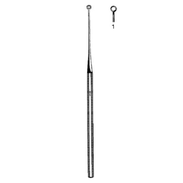 Curette Ear Buck #1 Sharp Round Tip Straight Stainless Steel Reusable Ea